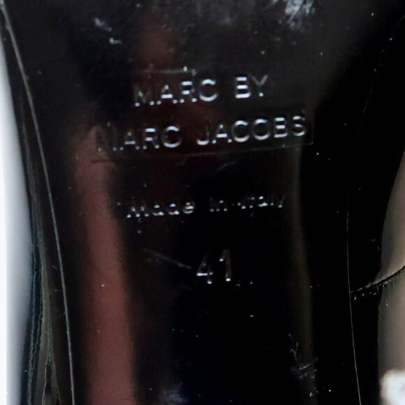 Marc Jacobs Black Patent Leather Peep Toe Heels / Pumps / Formal Dressy Shoes - Picture 8 of 16